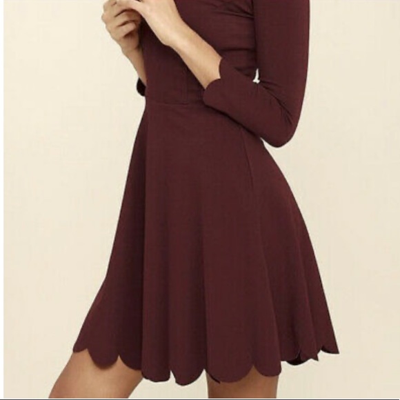 Lulu’s Cumulonimbus Clouds Burgundy Red Scallop Dress Sz M - Picture 3 of 10